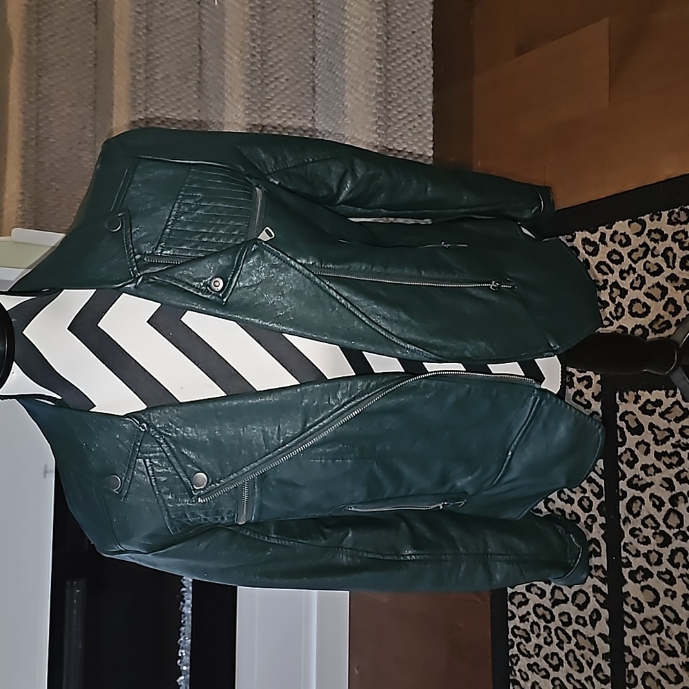 Hunter Green faux leather jacket